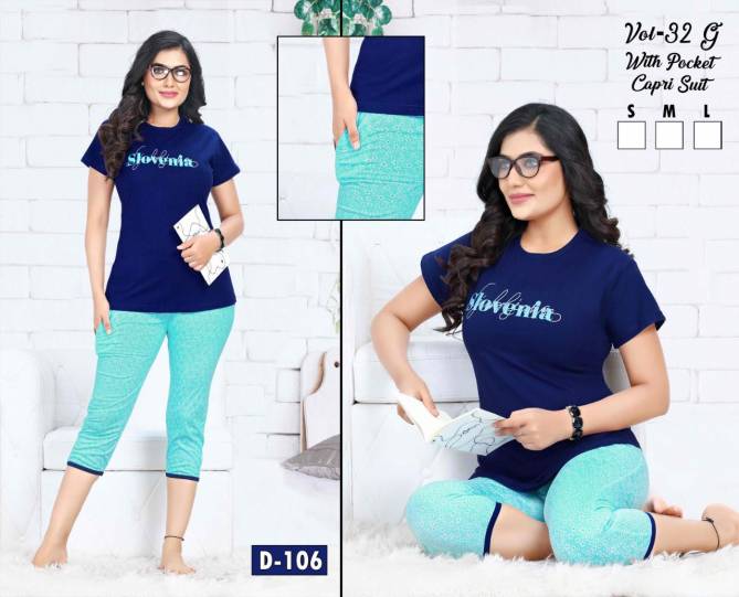 Ft Capri 32 G Night Wear Hosiery Cotton Wholesale Night Suits Collection